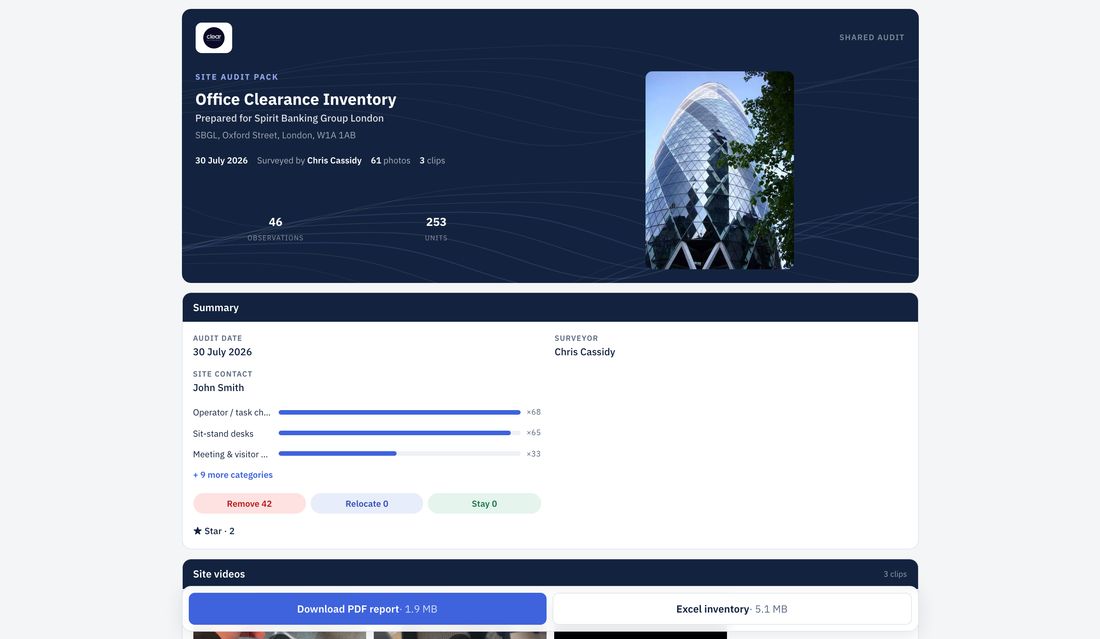 The live Beam Link viewer — the client's real report in a browser